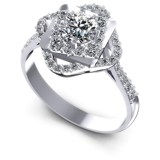 Round Diamonds 1.00CT Halo Ring in 14KT White Gold
