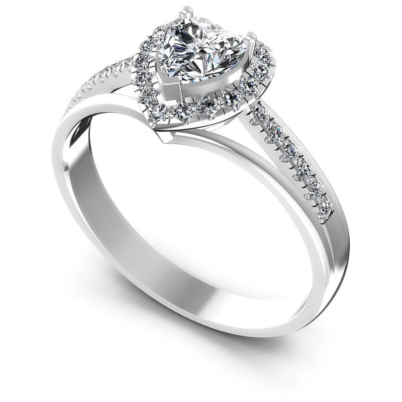 Round and Heart Diamonds 0.60CT Halo Ring in 14KT White Gold