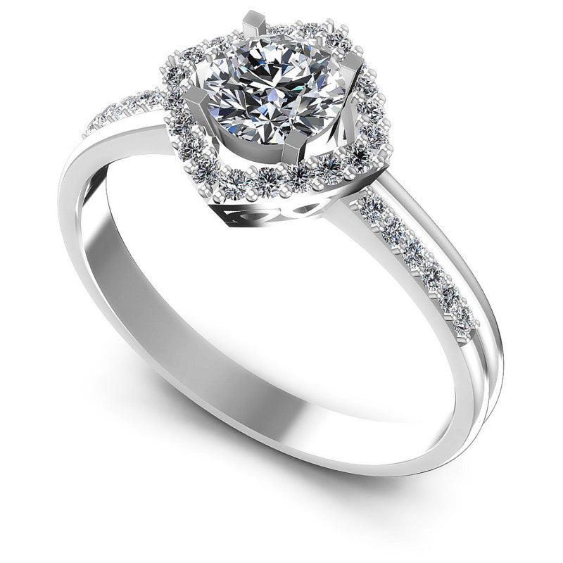 Round Diamonds 0.60CT Halo Ring in 14KT White Gold