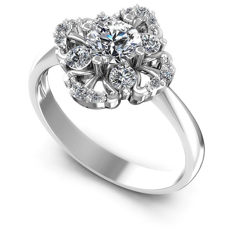 Round Diamonds 0.70CT Fashion Ring in 14KT White Gold