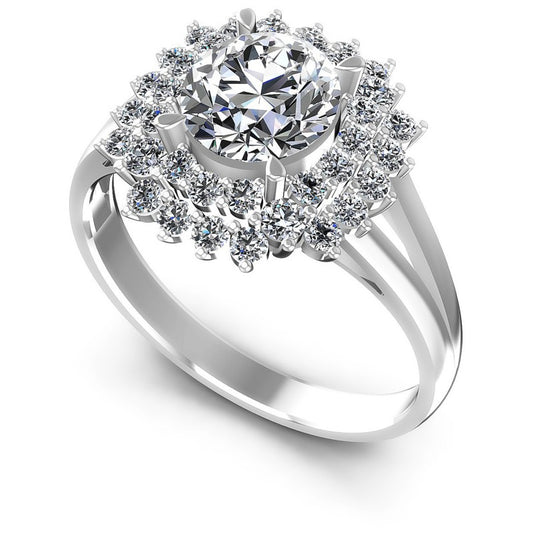 Round Diamonds 0.85CT Halo Ring in 14KT White Gold