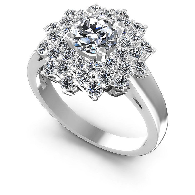 Round Diamonds 1.30CT Halo Ring in 14KT White Gold