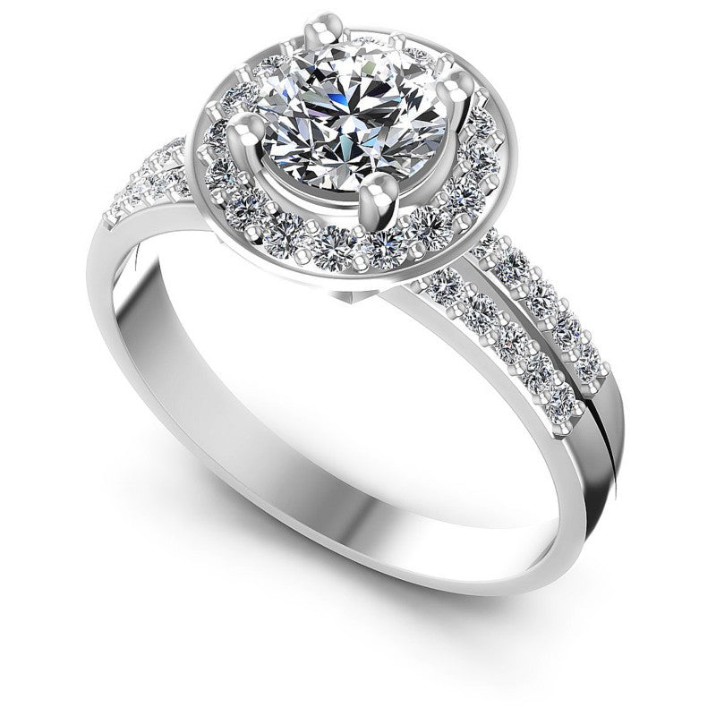 Round Diamonds 0.80CT Halo Ring in 14KT White Gold
