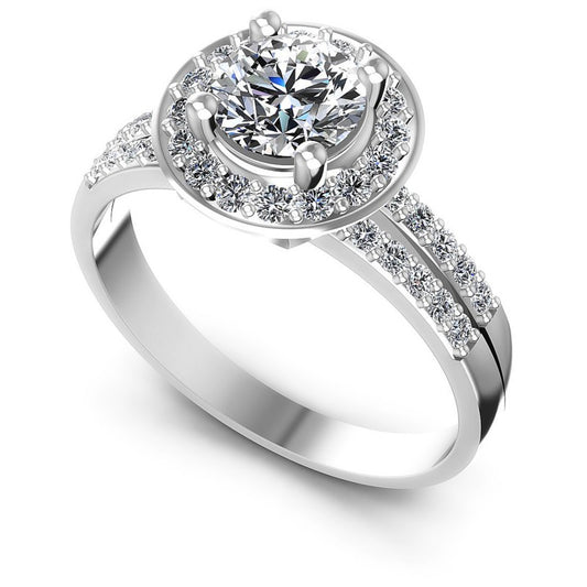 Round Diamonds 0.80CT Halo Ring in 14KT White Gold