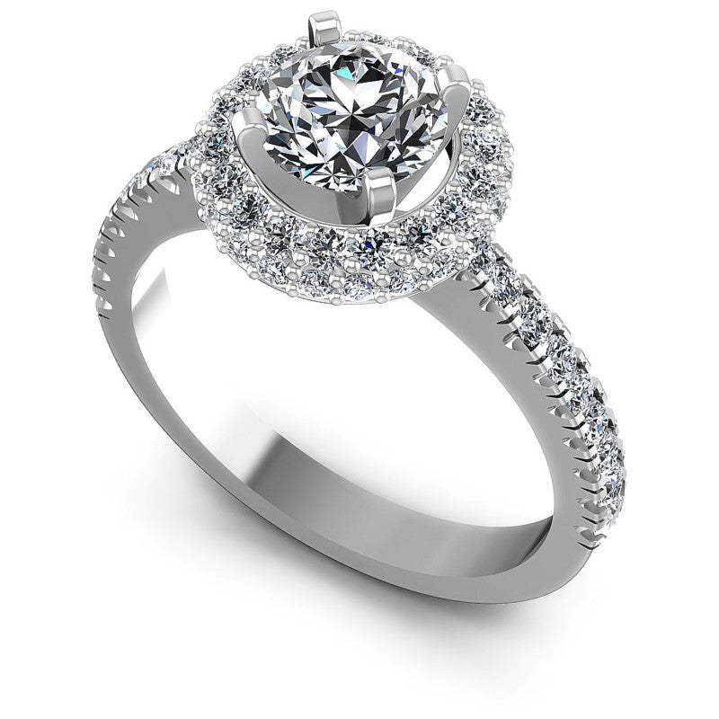 Round Diamonds 1.00CT Halo Ring in 14KT White Gold