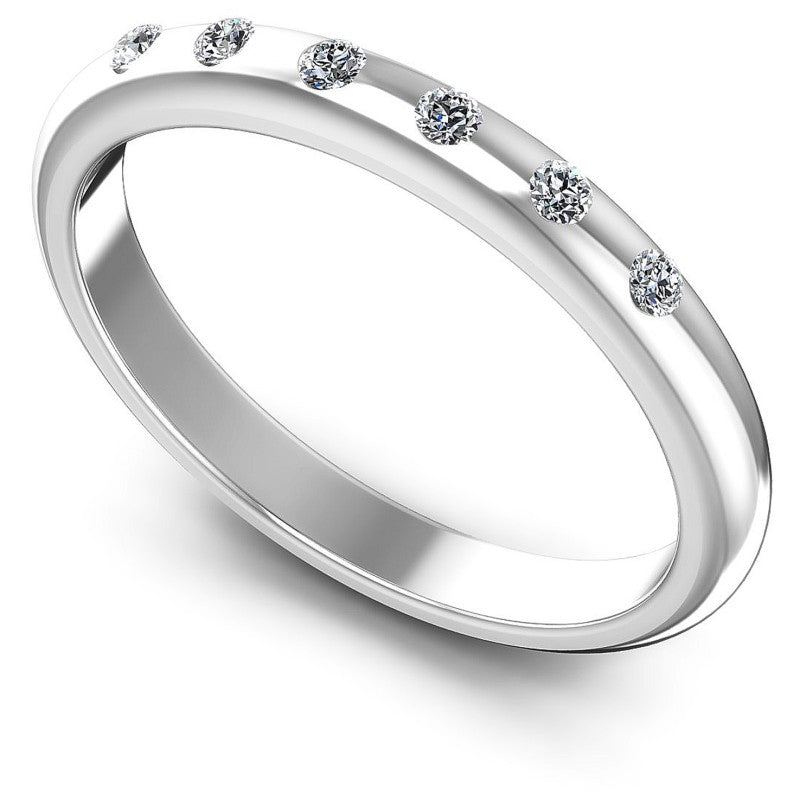 Round Diamonds 0.10CT Diamonds Wedding Band in 14KT White Gold