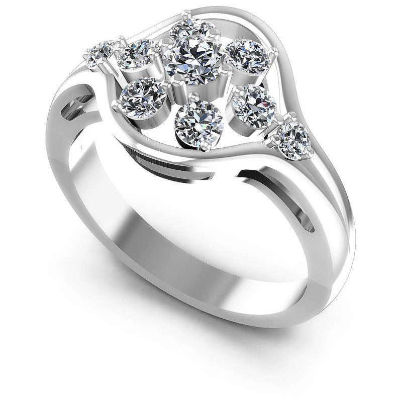 Round Diamonds 0.70CT Fashion Ring in 14KT White Gold