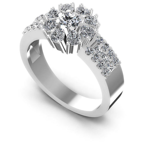 Princess and Round and Pear Diamonds 1.25CT Fashion Ring in 14KT White Gold