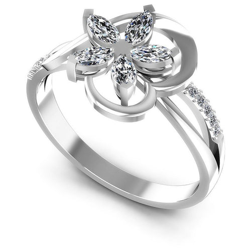 Round and Marquise Diamonds 0.35CT Fashion Ring in 14KT White Gold