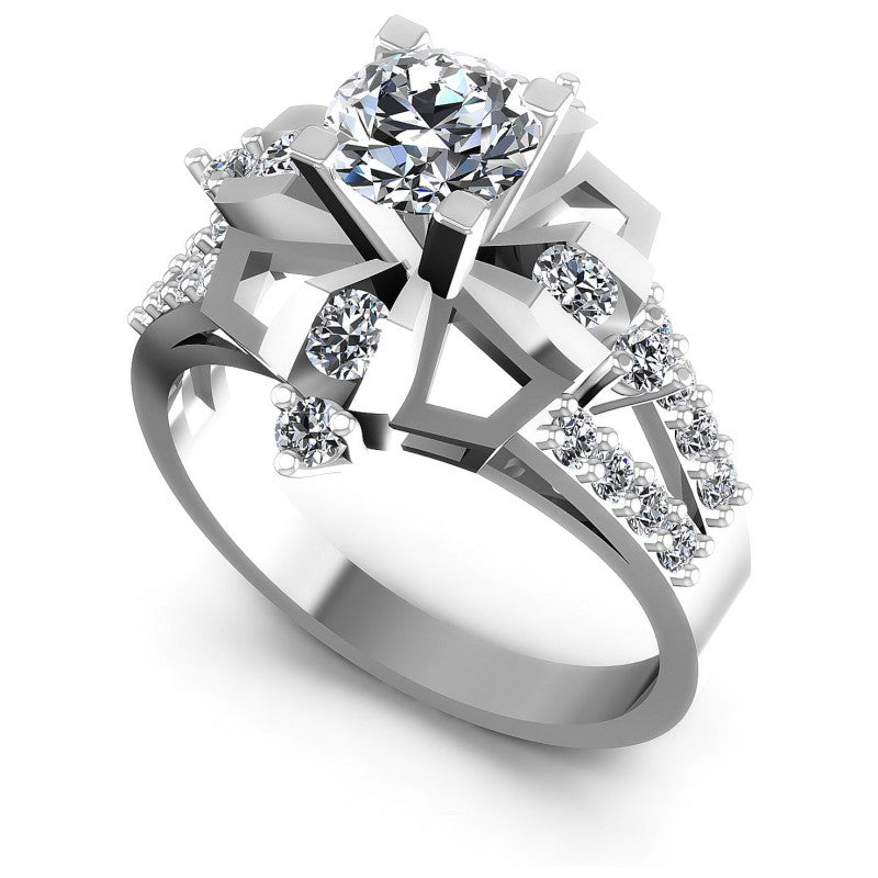 Round Diamonds 1.00CT Engagement Ring in 14KT White Gold