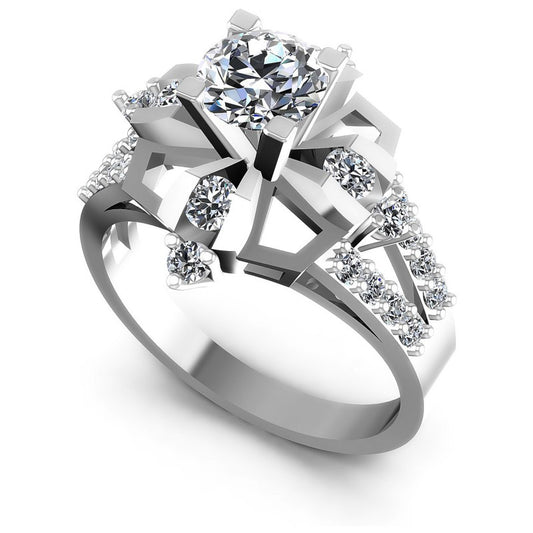 Round Diamonds 1.00CT Engagement Ring in 14KT White Gold