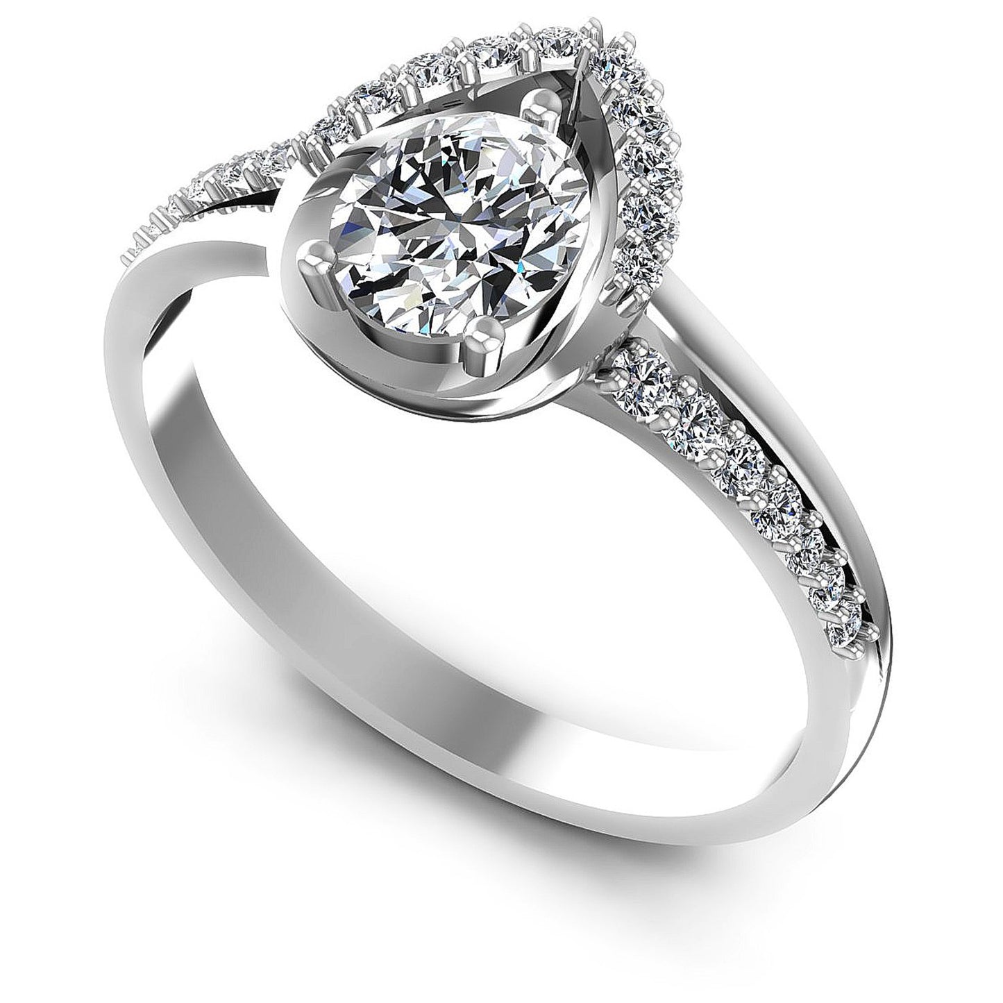 0.55CT Oval And Round  Cut Diamonds Engagement Rings