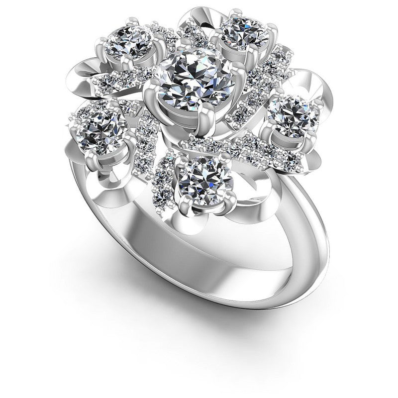 Round Diamonds 1.35CT Engagement Ring in 14KT White Gold