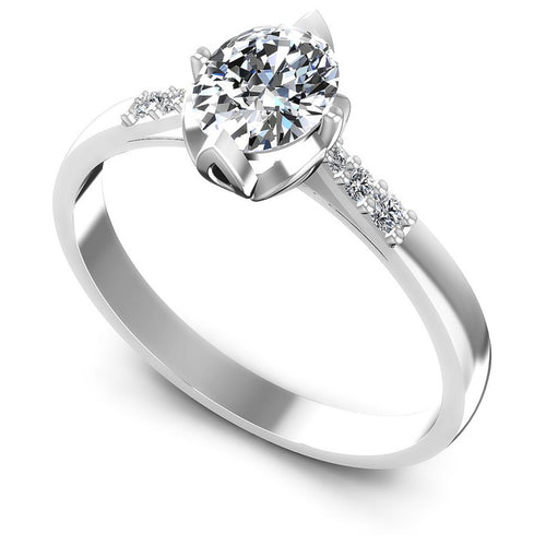 Round and Oval Diamonds 0.50CT Engagement Ring in 14KT White Gold
