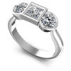 Princess and Round Diamonds 1.10CT Three Stone Ring in 14KT White Gold
