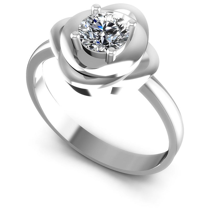 Round Diamonds 0.35CT Solitaire Ring in 14KT White Gold