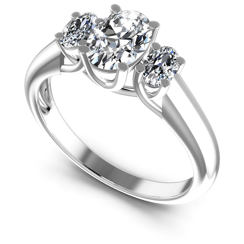 Oval Diamonds 0.80CT Three Stone Ring in 14KT White Gold
