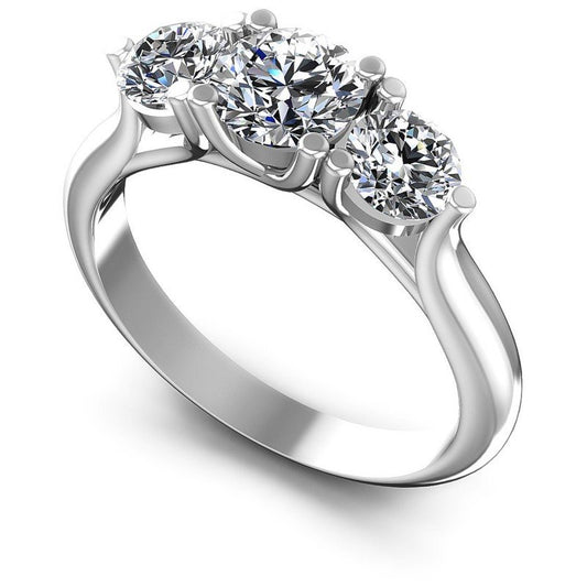 Round Diamonds 1.40CT Three Stone Ring in 14KT White Gold
