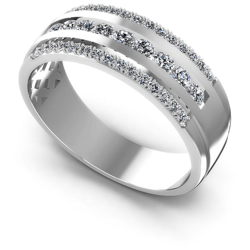 Round Diamonds 0.65CT Diamonds Wedding Band in 14KT White Gold