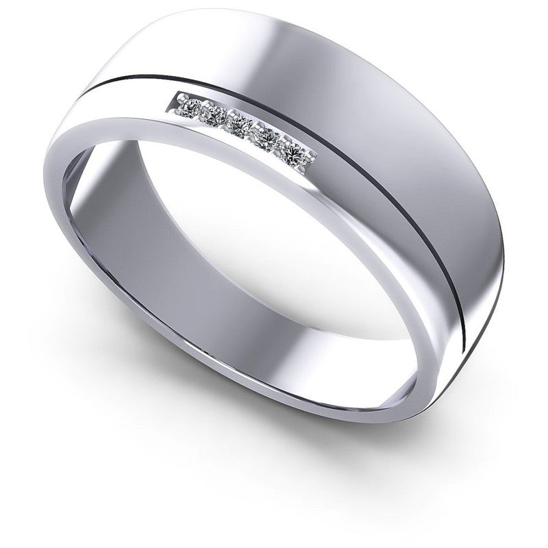 Round Diamonds 0.05CT Diamonds Wedding Band in 14KT White Gold