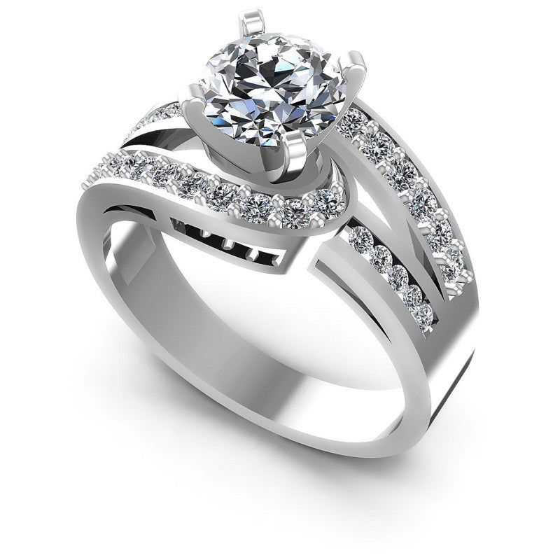 Round Diamonds 0.85CT Engagement Ring in 14KT White Gold