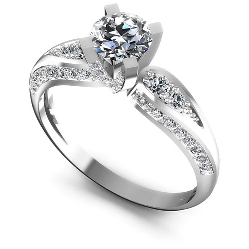 Round Diamonds 0.85CT Engagement Ring in 14KT White Gold