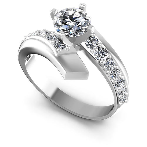 Round Diamonds 0.85CT Engagement Ring in 14KT White Gold
