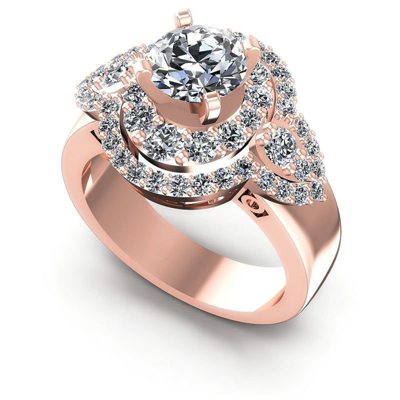 Round Diamonds 1.55CT Halo Ring in 18KT White Gold