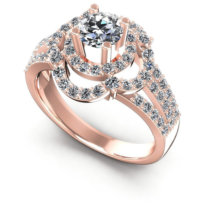 Round Diamonds 1.15CT Halo Ring in 18KT White Gold