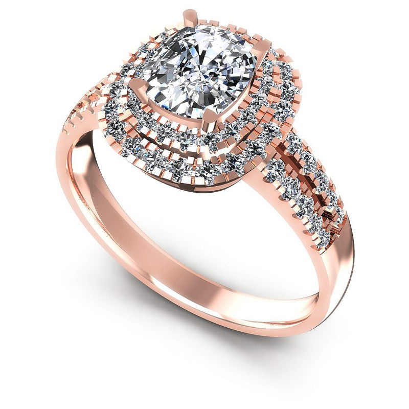 Round and Cushion Diamonds 1.00CT Halo Ring in 18KT White Gold