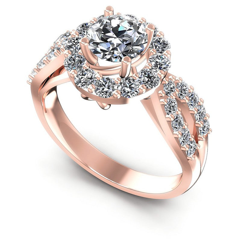Round Diamonds 1.40CT Halo Ring in 18KT White Gold