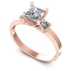 Princess and Round Diamonds 0.85CT Three Stone Ring in 18KT White Gold
