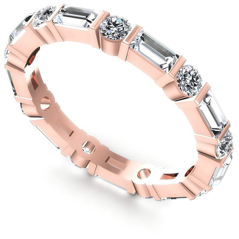 Baguette and Round Diamonds 1.55CT Eternity Ring in 18KT White Gold