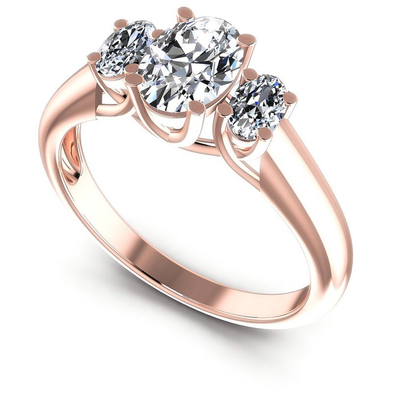 Oval Diamonds 0.80CT Three Stone Ring in 18KT White Gold