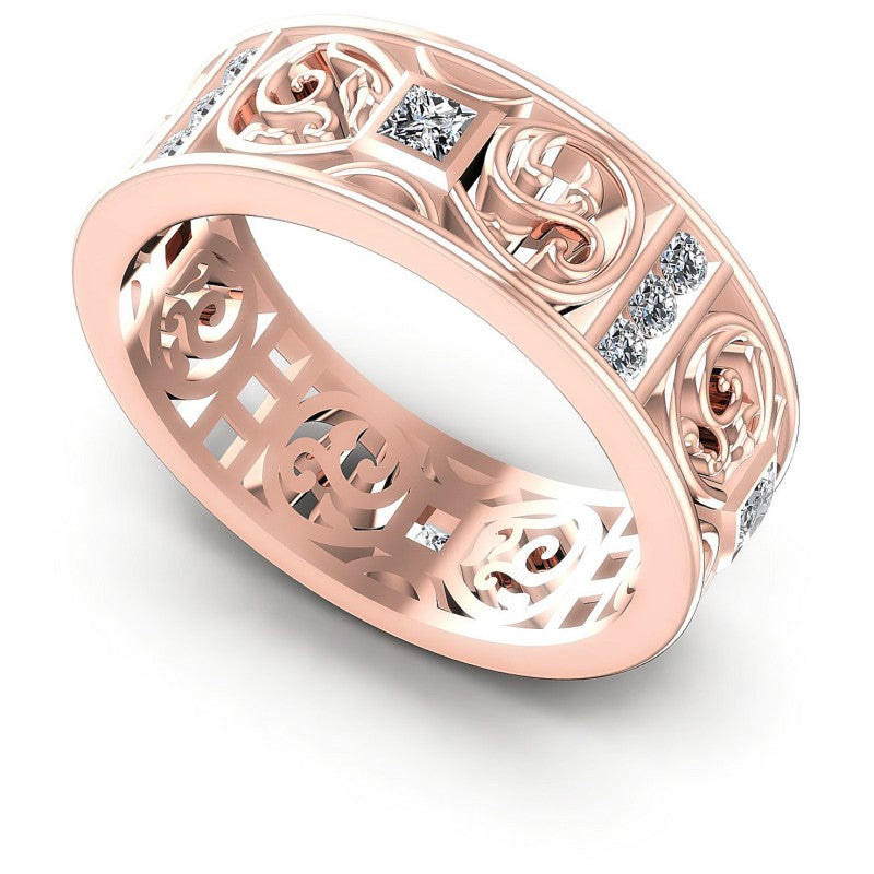 Princess and Round Diamonds 1.10CT Diamonds Wedding Band in 18KT White Gold