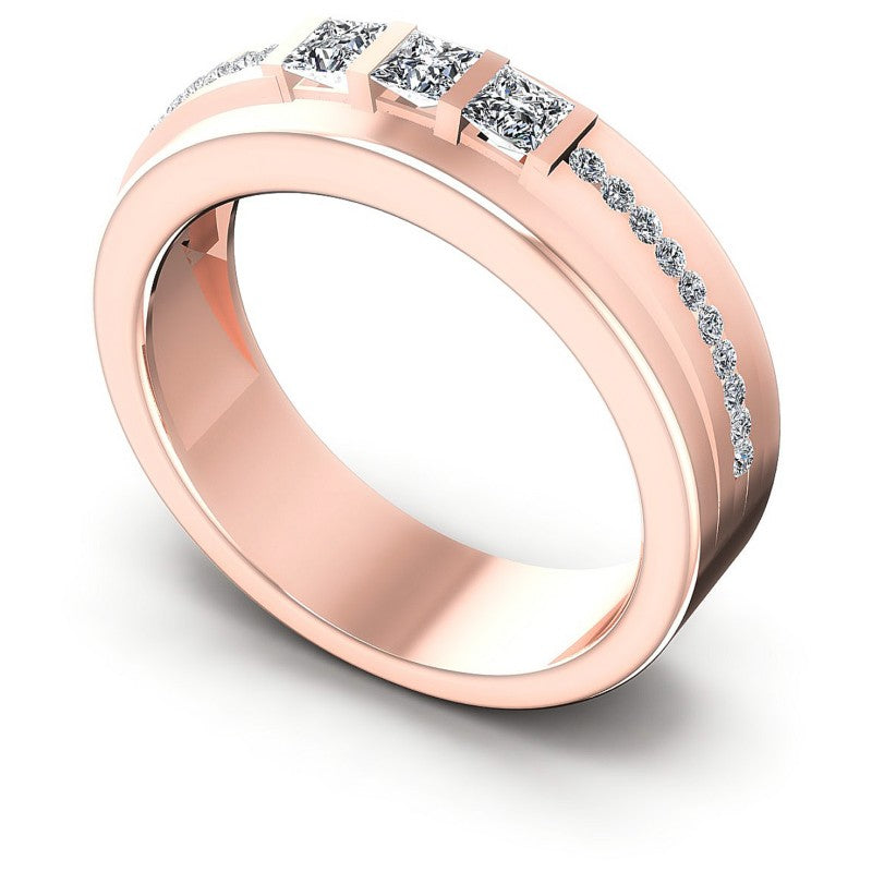Princess and Round Diamonds 0.45CT Diamonds Wedding Band in 18KT White Gold