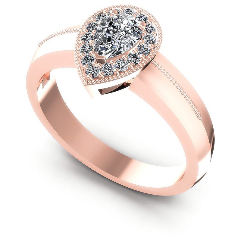 Round and Pear Diamonds 0.50CT Antique Ring in 18KT White Gold