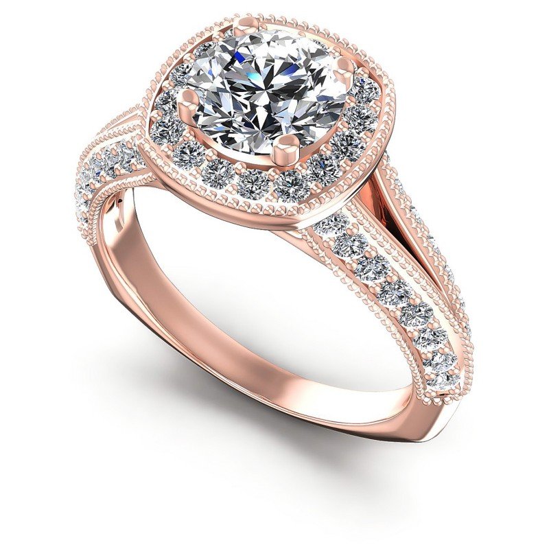 Round Diamonds 1.10CT Antique Ring in 18KT White Gold