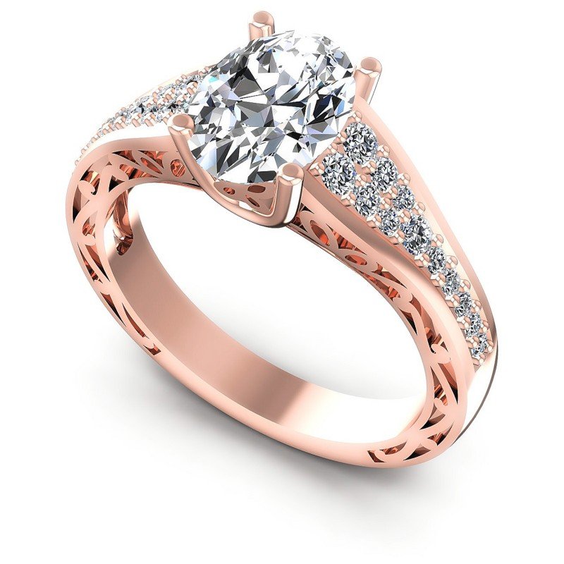Round and Oval Diamonds 1.45CT Engagement Ring in 18KT White Gold