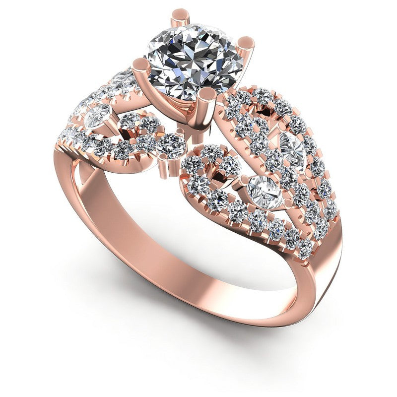 Round and Marquise Diamonds 1.25CT Engagement Ring in 18KT White Gold