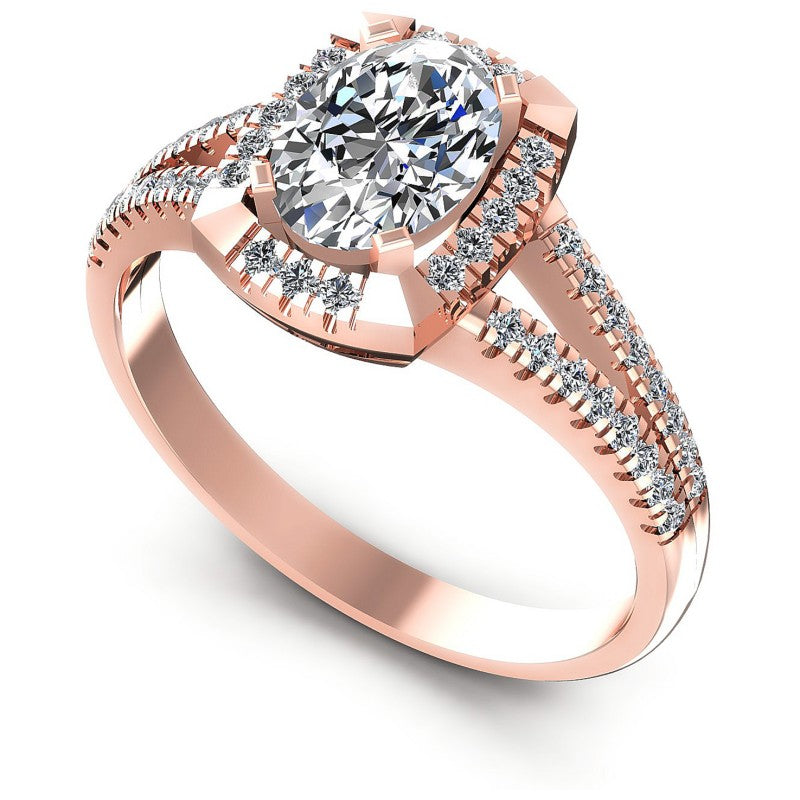 Round and Oval Diamonds 0.60CT Engagement Ring in 18KT White Gold