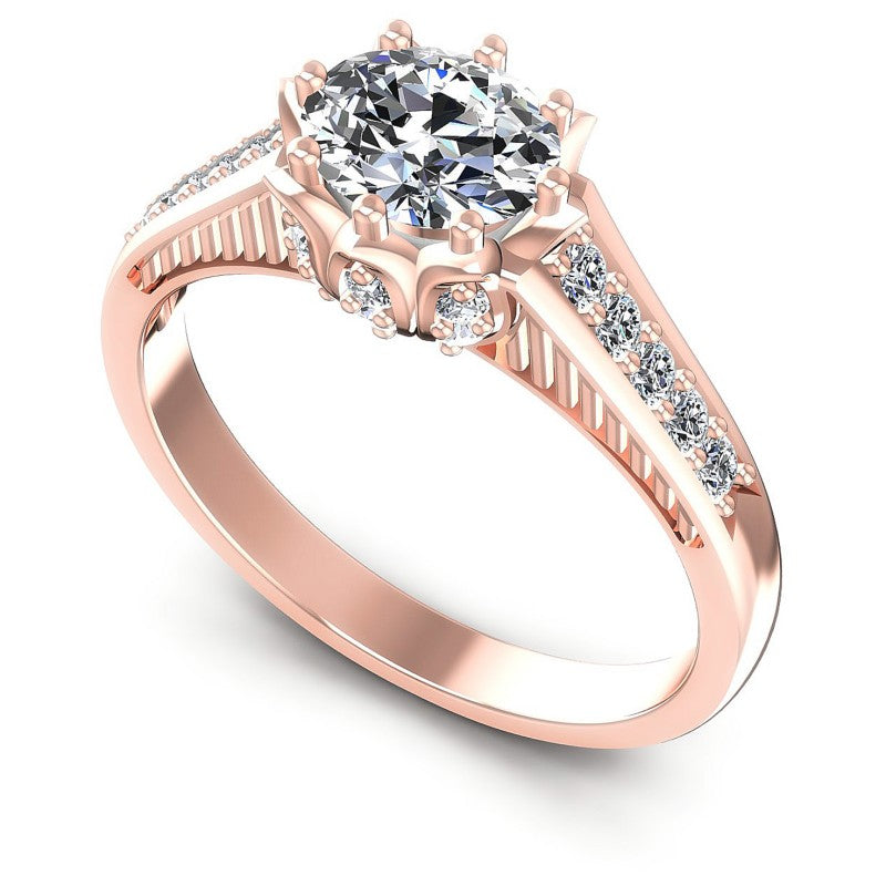 Round and Oval Diamonds 0.70CT Engagement Ring in 18KT White Gold