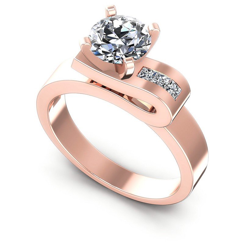 Princess and Round Diamonds 0.45CT Engagement Ring in 18KT White Gold