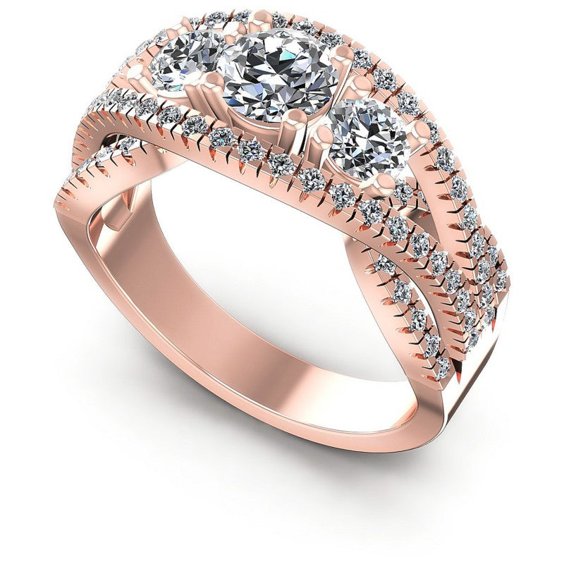 Round Diamonds 1.35CT Three Stone Ring in 18KT White Gold