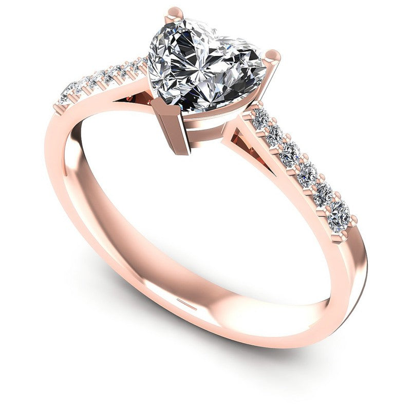 Round and Heart Diamonds 0.55CT Engagement Ring in 18KT White Gold