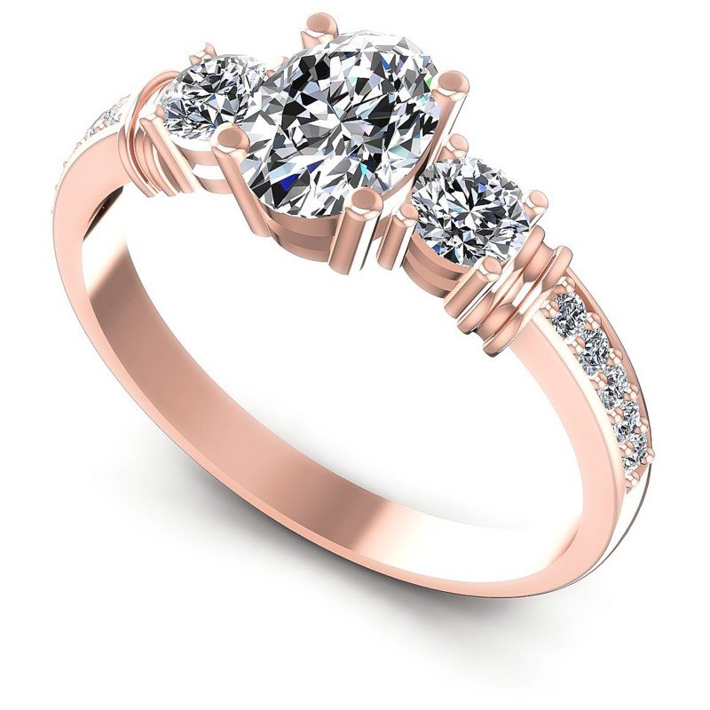 Round and Oval Diamonds 1.00CT Three Stone Ring in 18KT White Gold