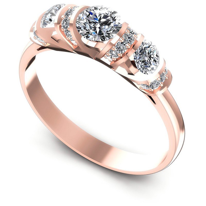 Round Diamonds 0.85CT Three Stone Ring in 18KT White Gold