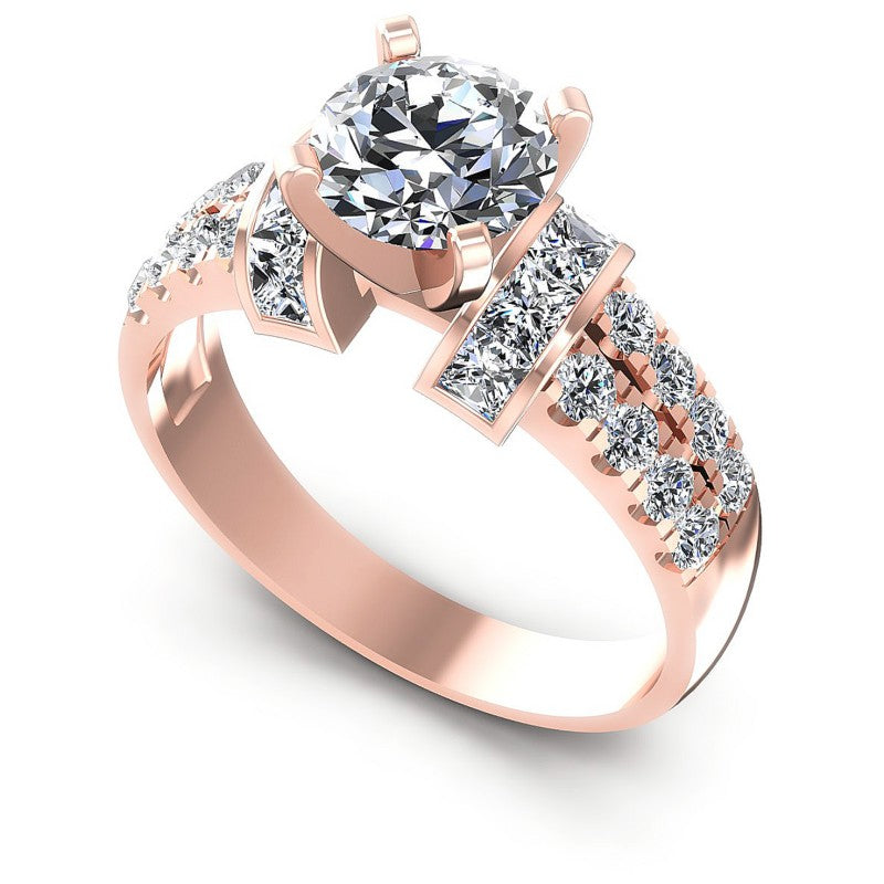 Princess and Round Diamonds 1.45CT Engagement Ring in 18KT White Gold