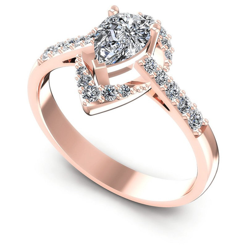 Round and Pear Diamonds 0.65CT Engagement Ring in 18KT White Gold