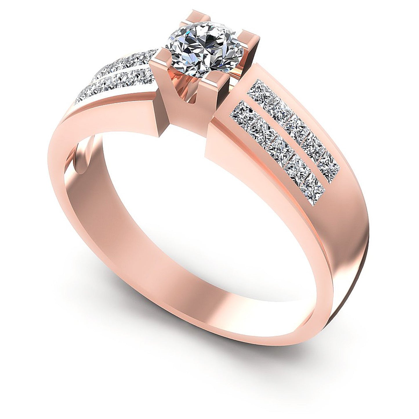 0.85CT Round And Princess  Cut Diamonds Engagement Rings